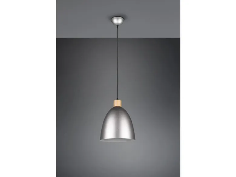 Pendelleuchte JAGGER Lampenschirm Metall/Holz Silber Antik, Ø 25cm