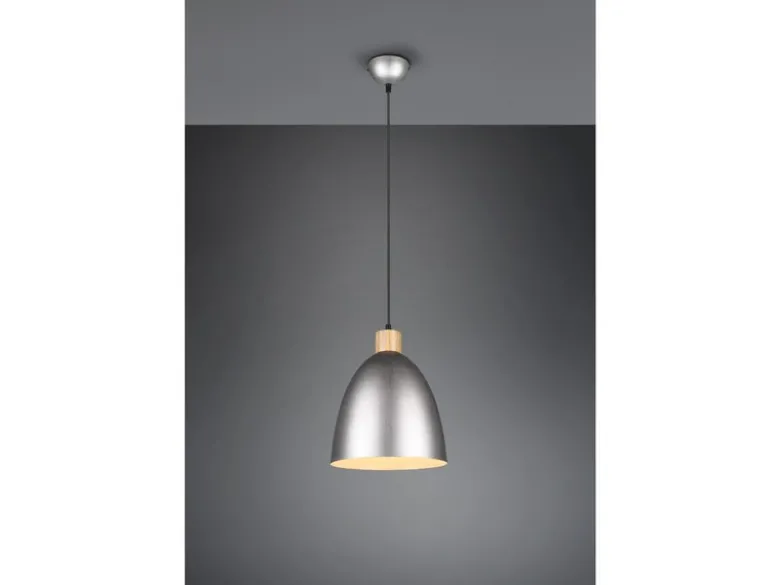 Pendelleuchte JAGGER Lampenschirm Metall/Holz Silber Antik, Ø 25cm