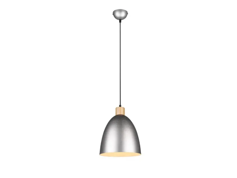 Pendelleuchte JAGGER Lampenschirm Metall/Holz Silber Antik, Ø 25cm