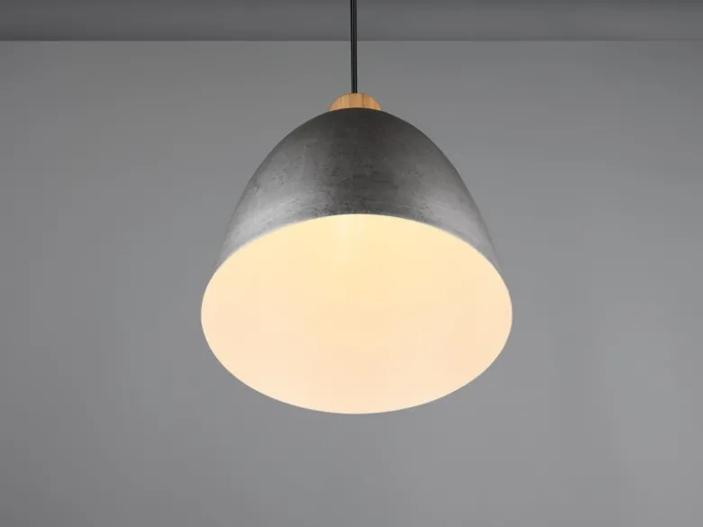 Pendelleuchte JAGGER Lampenschirm Metall/Holz Silber Antik, Ø 25cm