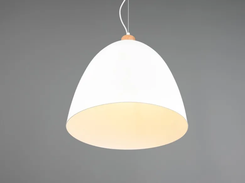 Pendelleuchte JAGGER Lampenschirm Metall/Holz Weiß, Ø 40cm