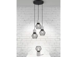 Pendelleuchte JAMIRO 3-flammig mit Draht Lampenschirmen & Betonoptik, Ø 25cm