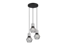 Pendelleuchte JAMIRO 3-flammig mit Draht Lampenschirmen & Betonoptik, Ø 25cm