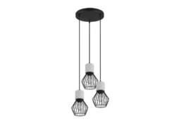 Pendelleuchte JAMIRO 3-flammig mit Draht Lampenschirmen & Betonoptik, Ø 25cm