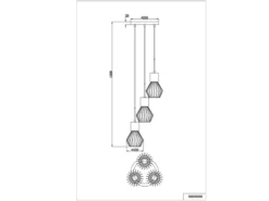 Pendelleuchte JAMIRO 3-flammig mit Draht Lampenschirmen & Betonoptik, Ø 25cm