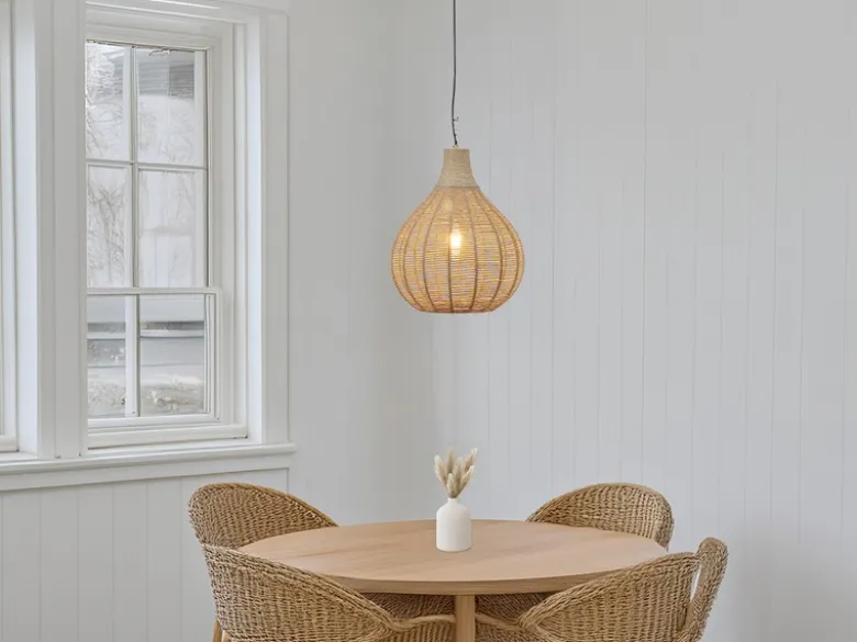 Pendelleuchte JANNE 1-flammig mit Lampenschirm aus Jute, Ø 34cm