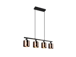 Pendelleuchte JASON 4-flammig mit Lampenschirmen Bronzefarbig, Breite 75cm