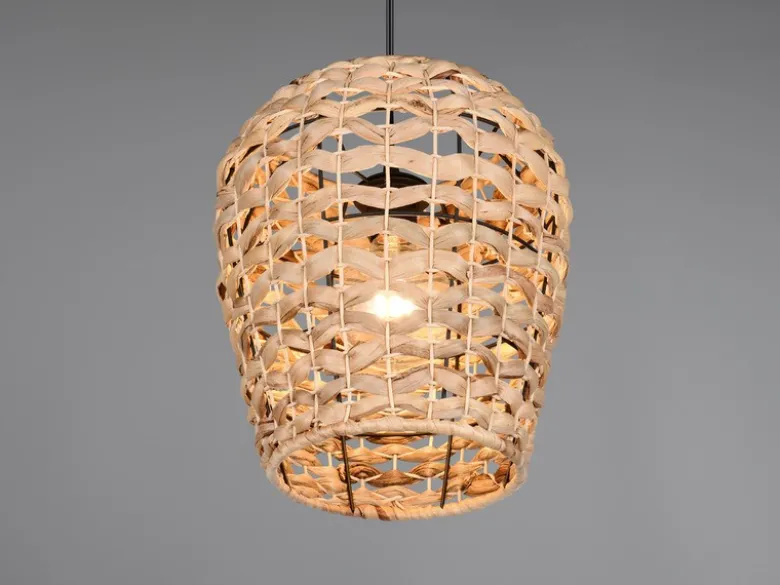 Pendelleuchte JEAN mit Lampenschirm geflochten aus Wasserhyazinthe, Ø 29cm