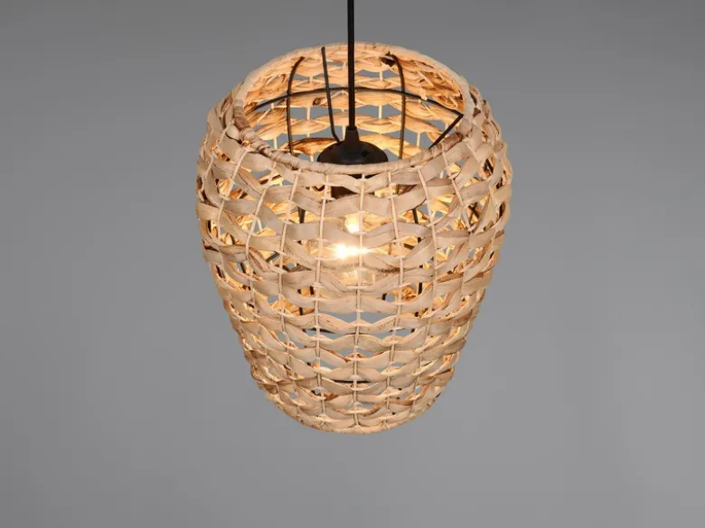 Pendelleuchte JEAN mit Lampenschirm geflochten aus Wasserhyazinthe, Ø 29cm