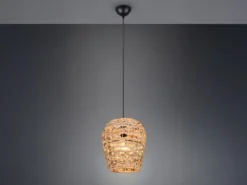Pendelleuchte JEAN mit Lampenschirm geflochten aus Wasserhyazinthe, Ø 29cm