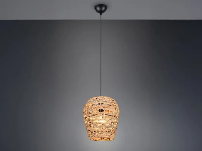 Pendelleuchte JEAN mit Lampenschirm geflochten aus Wasserhyazinthe, Ø 29cm