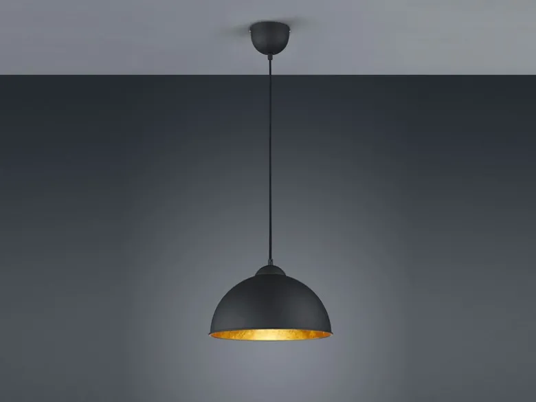 Pendelleuchte JIMMY mit Metall Lampenschirm Schwarz & Gold, Ø 31cm