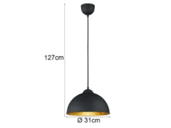 Pendelleuchte JIMMY mit Metall Lampenschirm Schwarz & Gold, Ø 31cm