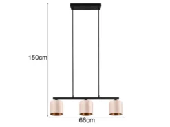 Pendelleuchte JULIETA 3-flammig Samt Lampenschirme Beige Gold, Breite 66cm