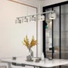 Pendelleuchte KAPRUN Chrom 5-flammig Stoff Lampenschirme Grau, Breite 92cm