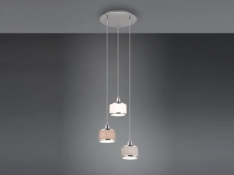 Pendelleuchte KAPRUN 3-flammig mit Stoffschirmen mehrfarbig, Ø 29cm