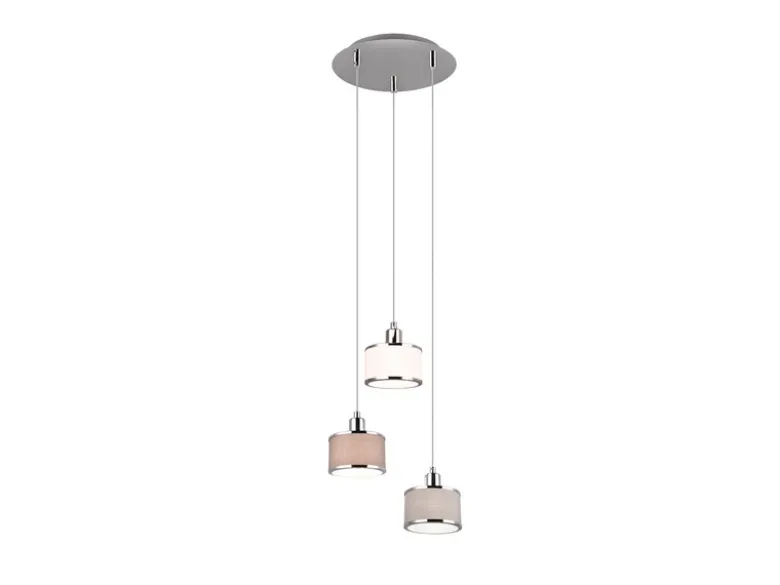 Pendelleuchte KAPRUN 3-flammig mit Stoffschirmen mehrfarbig, Ø 29cm