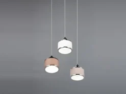 Pendelleuchte KAPRUN 3-flammig mit Stoffschirmen mehrfarbig, Ø 29cm
