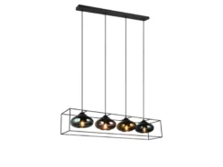 Pendelleuchte LAMYA 4-flammig mit Glasschirmen Bunt, Breite 100cm
