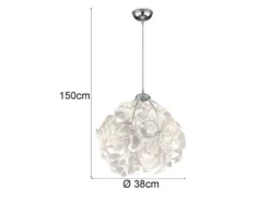 Pendelleuchte LEAVY mit Blätter Lampenschirm in Weiß, Ø 38cm