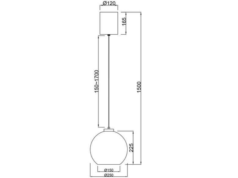 Pendelleuchte LIORA höhenverstellbar 1-flammig mit Rauchglas Kugel, Ø 25cm