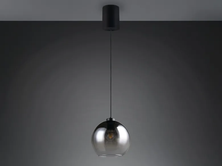 Pendelleuchte LIORA höhenverstellbar 1-flammig mit Rauchglas Kugel, Ø 25cm