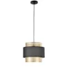 Pendelleuchte LOUNGE einflammig, Metall Gold mit Stoffblende Schwarz, Ø 35cm