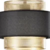 Pendelleuchte LOUNGE 3-flammig, Metall Gold mit Stoffblende Schwarz, Breite 85cm