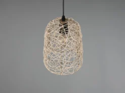 Pendelleuchte LOVIS Rattan Geflecht Natur im Boho Stil Ø 19cm
