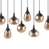Pendelleuchte LUMINA 8-flammig groß Glasschirme amberfarbig, Breite 121cm