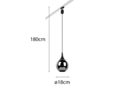 Pendelleuchte LUMINA mit Glasschirm Chrom Ø 18cm für DUOline Schienensystem
