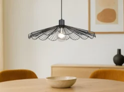 Pendelleuchte MARGARITA mit gefächertem Metall Gitterschirm Ø 50cm