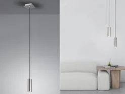 Pendelleuchte MARLEY 1-flammig Metall in Silber, Ø 12cm