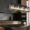 Pendelleuchte MATHILDE mit Rauchglas Kristallen 4-flammig, Breite 68cm