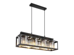 Pendelleuchte MATHILDE mit Rauchglas Kristallen 4-flammig, Breite 68cm