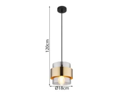 Pendelleuchte MILLEY mit Rauchglas Lampenschirm und Messingring, Ø 18cm