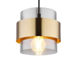Pendelleuchte MILLEY mit Rauchglas Lampenschirm und Messingring, Ø 18cm