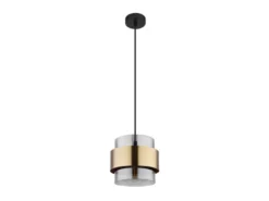 Pendelleuchte MILLEY mit Rauchglas Lampenschirm und Messingring, Ø 18cm