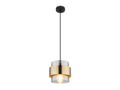 Pendelleuchte MILLEY mit Rauchglas Lampenschirm und Messingring, Ø 18cm