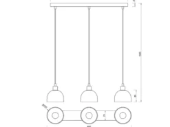 Pendelleuchte MOLLY 3-flammig Rauchglas Chrom verspiegelt, Breite 60cm