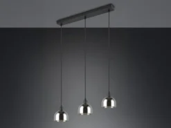 Pendelleuchte MOLLY 3-flammig Rauchglas Chrom verspiegelt, Breite 60cm