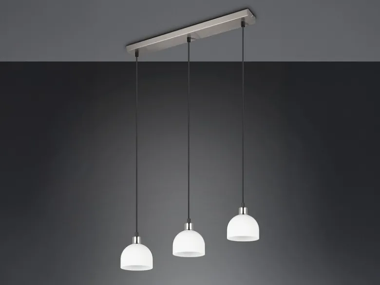 Pendelleuchte MOLLY 3-flammig Glasschirme Opalweiß, Breite 60cm