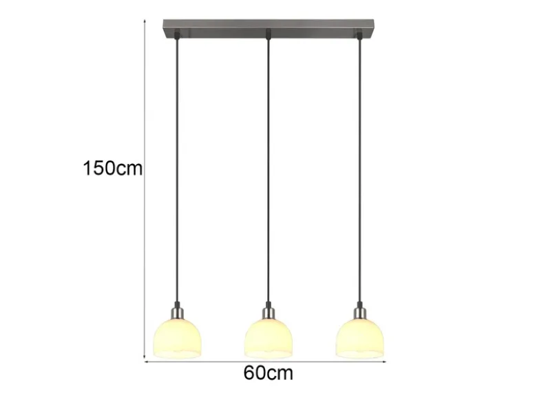 Pendelleuchte MOLLY 3-flammig Glasschirme Opalweiß, Breite 60cm