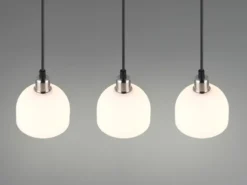 Pendelleuchte MOLLY 3-flammig Glasschirme Opalweiß, Breite 60cm