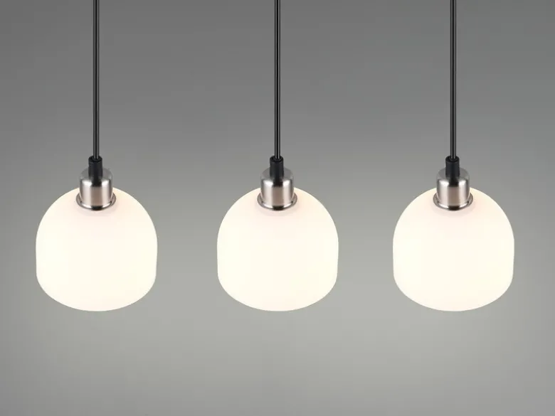 Pendelleuchte MOLLY 3-flammig Glasschirme Opalweiß, Breite 60cm