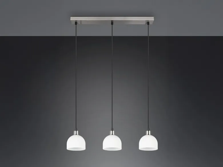 Pendelleuchte MOLLY 3-flammig Glasschirme Opalweiß, Breite 60cm