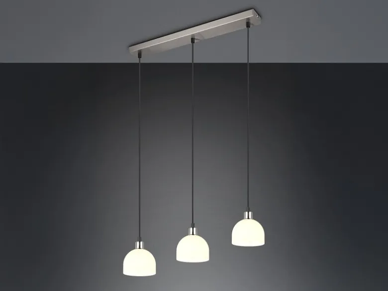 Pendelleuchte MOLLY 3-flammig Glasschirme Opalweiß, Breite 60cm