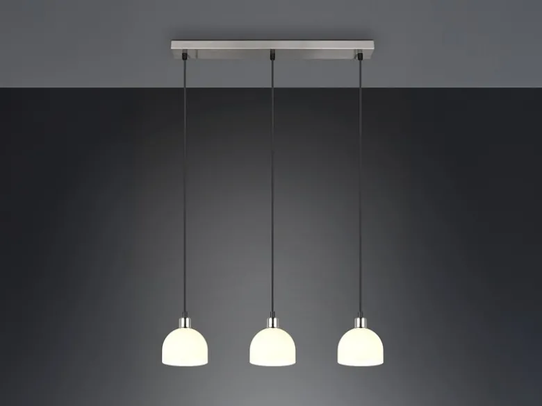 Pendelleuchte MOLLY 3-flammig Glasschirme Opalweiß, Breite 60cm