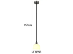 Pendelleuchte MOLLY mit Glas Lampenschirm Opalweiß, Ø 12cm