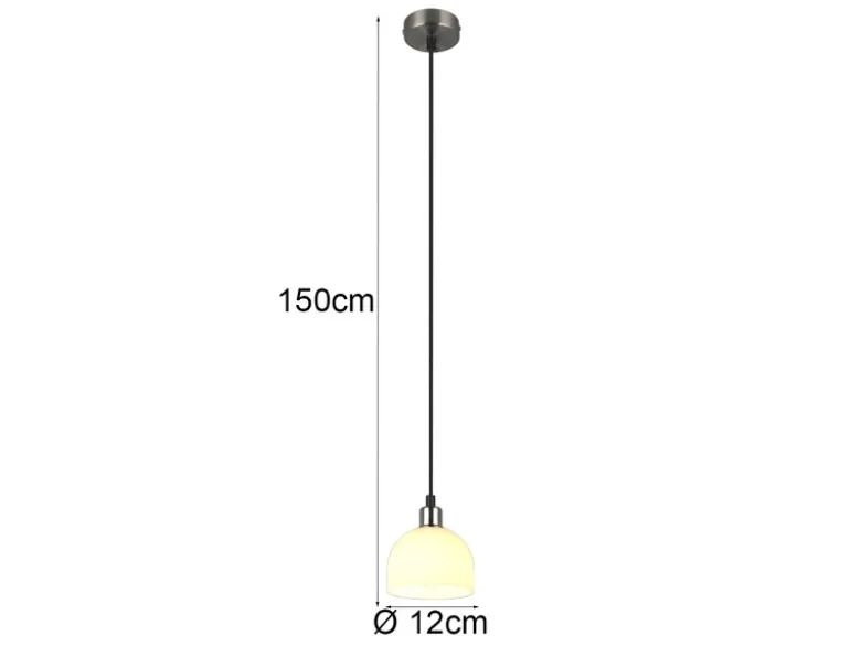Pendelleuchte MOLLY mit Glas Lampenschirm Opalweiß, Ø 12cm